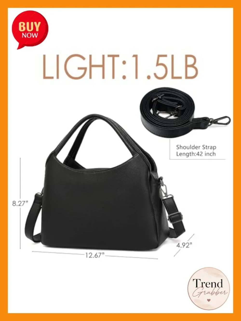 Vegan Leather Satchel Tote with Adjustable Strap, Medium Multi-Compartment